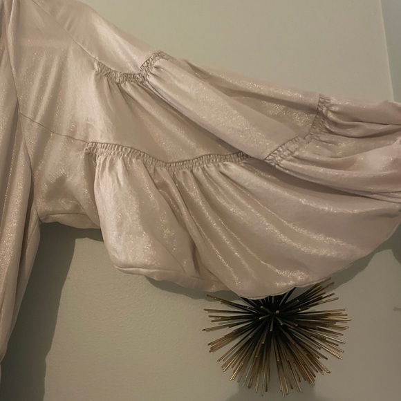 Metallic Foil Pleated Mini Dress XS NWT - Picture 2 of 8